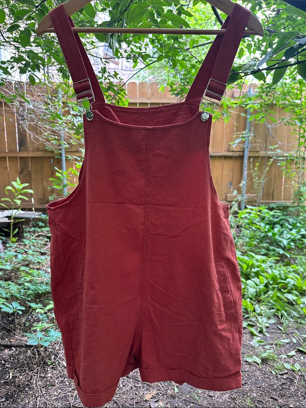 Rust Red Women’s Cotton/Linen Short Overalls